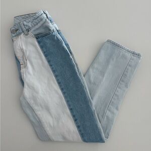 Pacsun, Two-Tone Blue Women's ‘Mom Jeans’ Jeans, 100% Cotton